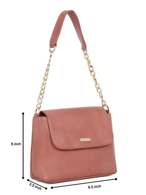 Women Pink Texture Leather Sling Bag