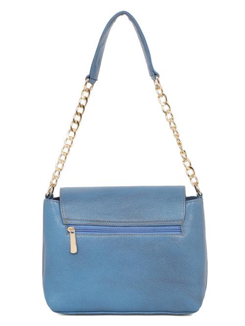 Women SkyBlue Texture Leather Sling Bag