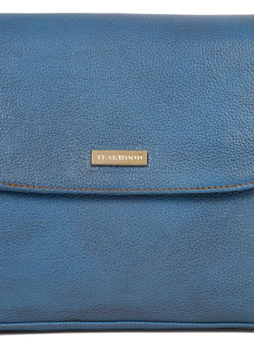 Women SkyBlue Texture Leather Sling Bag