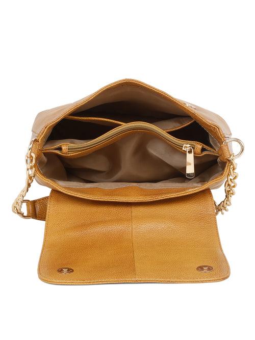 Women Yellow Texture Leather Sling Bag