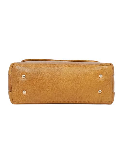 Women Yellow Texture Leather Sling Bag