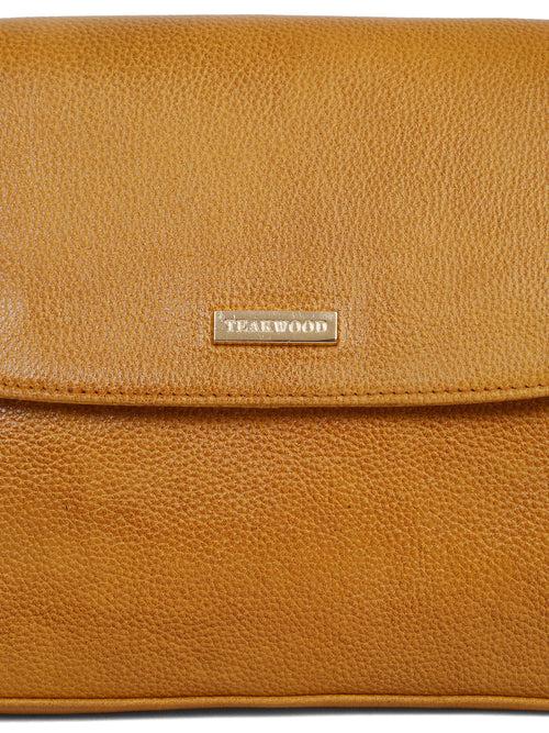 Women Yellow Texture Leather Sling Bag