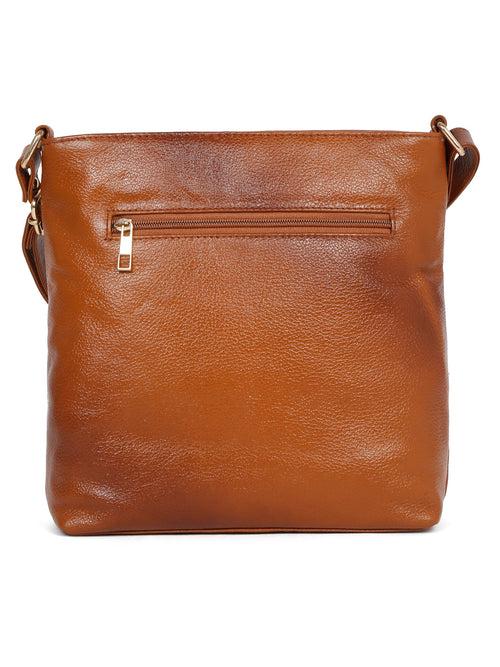 Women Tan Leather Texture Sling Bag