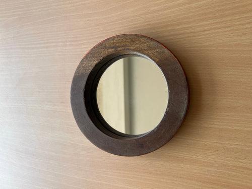 Round Wooden Frame Mirror