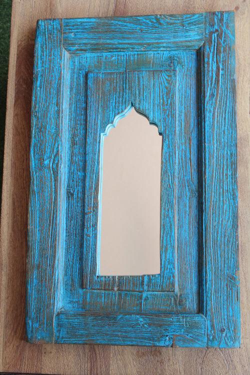 Blue Distressed Jharokha Mirror