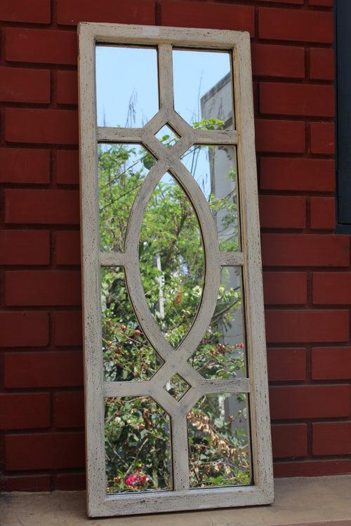 White Jali Window Mirror