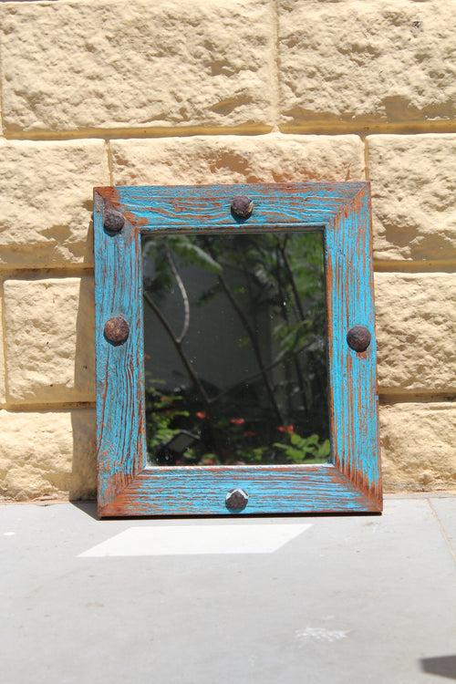 Blue Distressed Mirror