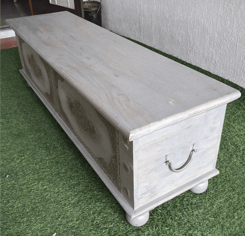 Grey Wooden Trunk with Brass details