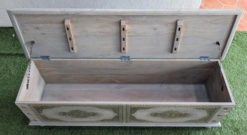 Grey Wooden Trunk with Brass details