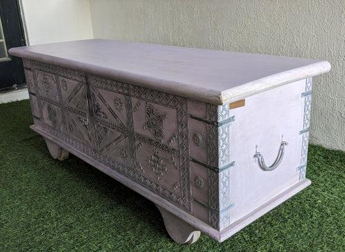 Lavender Wooden Trunk with Metal Work