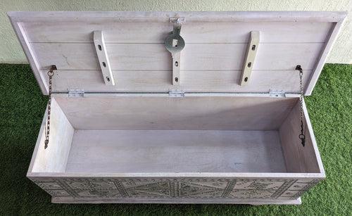 Lavender Wooden Trunk with Metal Work