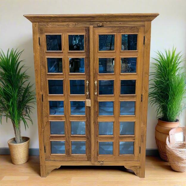 Teak Wood Cabinet with glass shutter