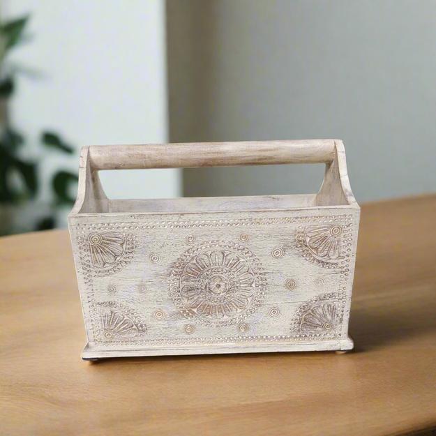 Carved Wooden Magazine/ Newspaper Holder