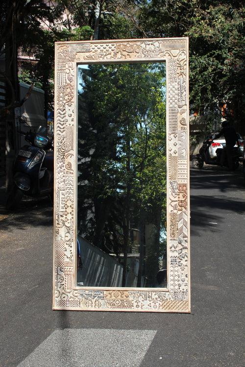 White Block Print Mirror