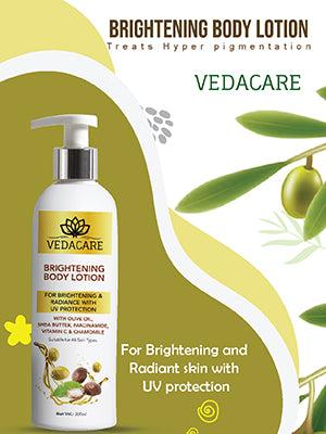 Vedacare Brightening Body Lotion With Olive oil, Shea Butter, Niacinamide, Vitamin C & Chamomile