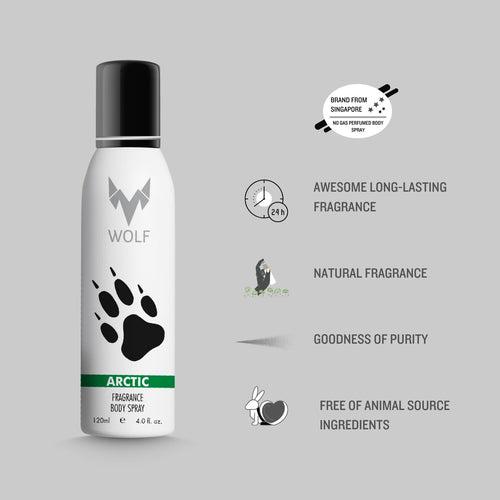 Wolf - NO Gas Perfumed Body spray - Arctic- 120 ml