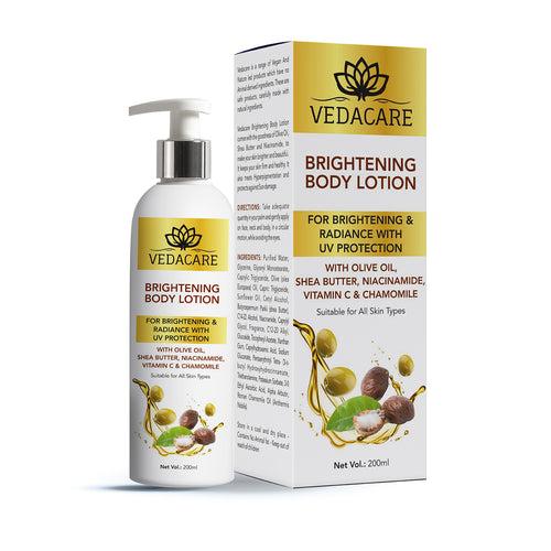 Vedacare Brightening Body Lotion With Olive oil, Shea Butter, Niacinamide, Vitamin C & Chamomile