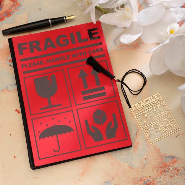 Fragile Theme Blank Journal & Bookmark