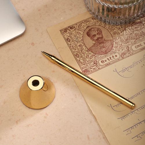 Imperial Brass Pen & Stand - Goldplated