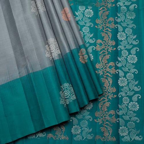 Kuberan Gray With Sky Blue Soft Silk Saree