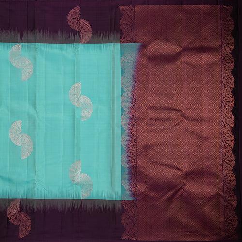 Kuberan Light Blue With Burgundy Soft Silk Saree