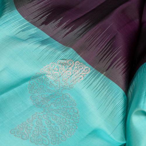 Kuberan Light Blue With Burgundy Soft Silk Saree