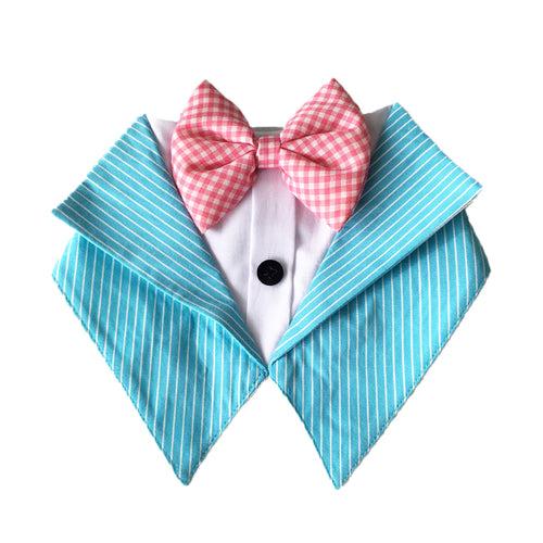 Aqua Stripe Tuxedo Vest Bandana