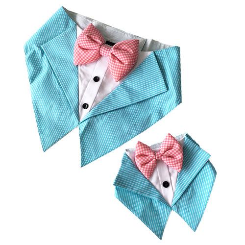 Aqua Stripe Tuxedo Vest Bandana