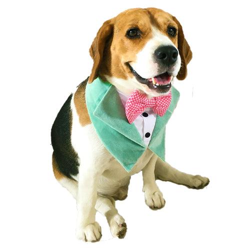 Green Velvet Tuxedo Vest Bandana