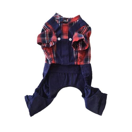 Red-Blue Check Dungaree