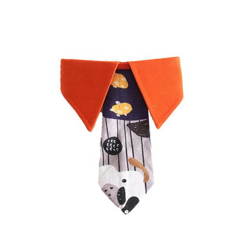 Orange Printed Neck Tie & Baseball Cap Combo