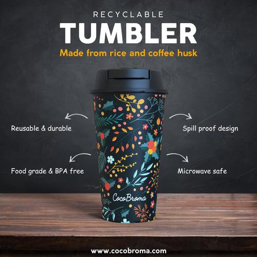 Eco friendly Cocobroma Coffee Tumbler:  Doodle Red