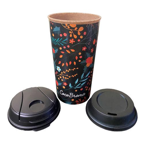 Eco friendly Cocobroma Coffee Tumbler:  Doodle Red