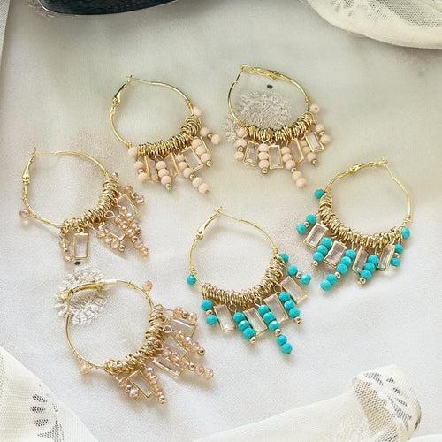 Color beaded hoop earrings