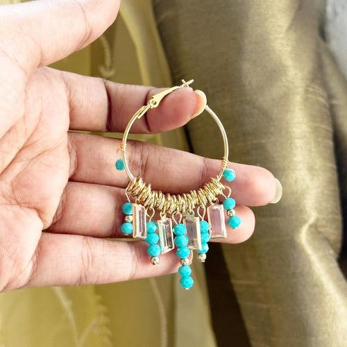 Color beaded hoop earrings