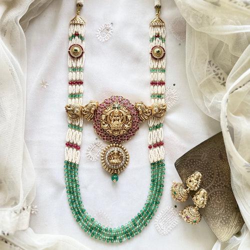 Bridal Lakshmi Pearl & agate layered unique long set