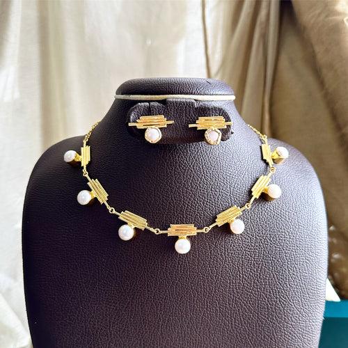 4 Line Pearl studded neckset