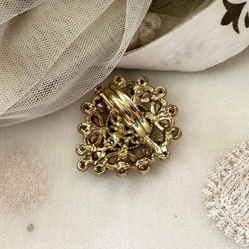 LCT Tear drop-round spikes finger ring - size adjustable