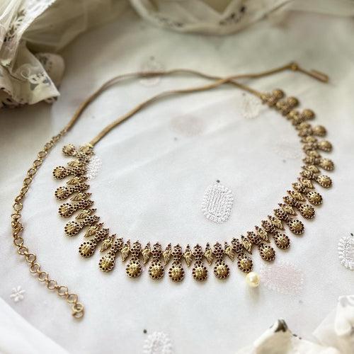 Bridal Antique Curved paisley pearl drop hip chain