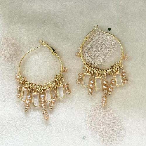 Color beaded hoop earrings