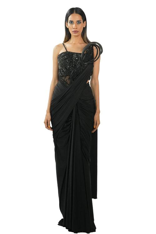 Dazzling Black Color Party Wear Indo Western Outfit