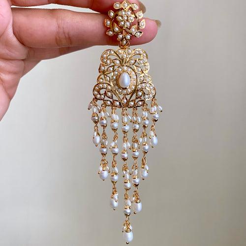 Long Pearl Danglers | Gold Plated on Silver | Freshwater Pearls ER 655