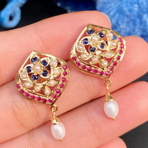 Dainty Jadau Studs | Gold Plated on Sterling Silver ER 662