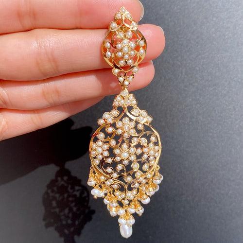 Victorian Pearl Dangles | Indo Western Earrings for Women ER 562