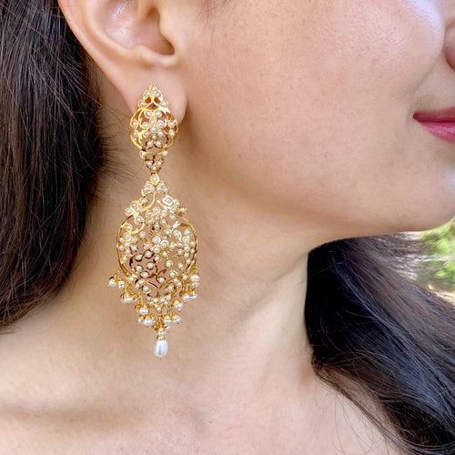 Victorian Pearl Dangles | Indo Western Earrings for Women ER 562