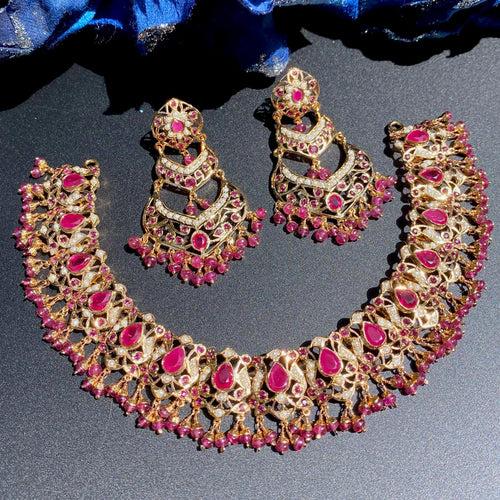 Gold Plated Ruby Necklace | For Women | Rudradhan NS 312