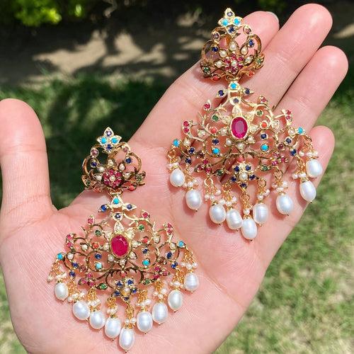 Statement Navratna Earrings for Women | Party Wear | Punjabi Earrings ER 338E
