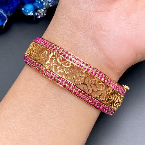 Jadau Bangle with Jali Work | Openable Bracelet for Women BG 087