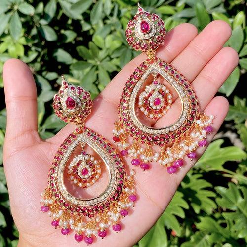 Statement Ruby Earrings | Latest Design in Jadau Earrings | ER 630