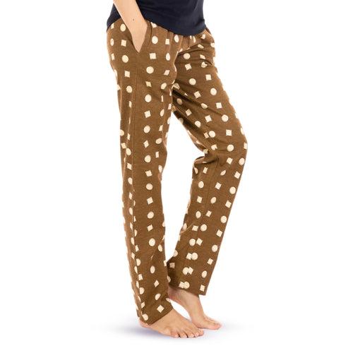 Brown Cotton Printed Pajama